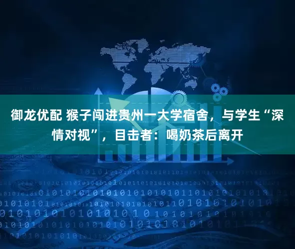 御龙优配 猴子闯进贵州一大学宿舍，与学生“深情对视”，目击者：喝奶茶后离开